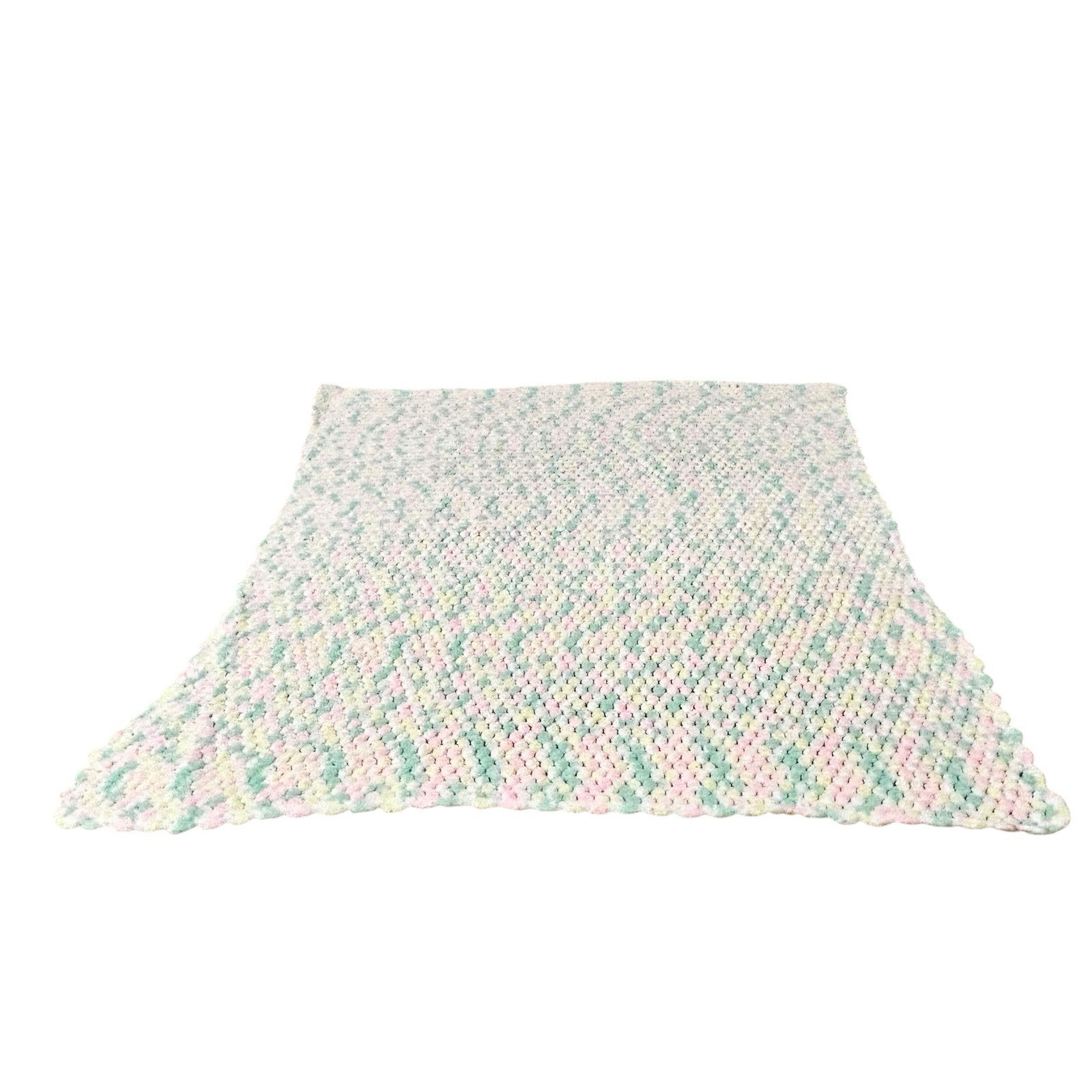 Vintage Handmade Unisex Girl Boy Baby Afghan Blanket 46″ x 43” Bubble Dots