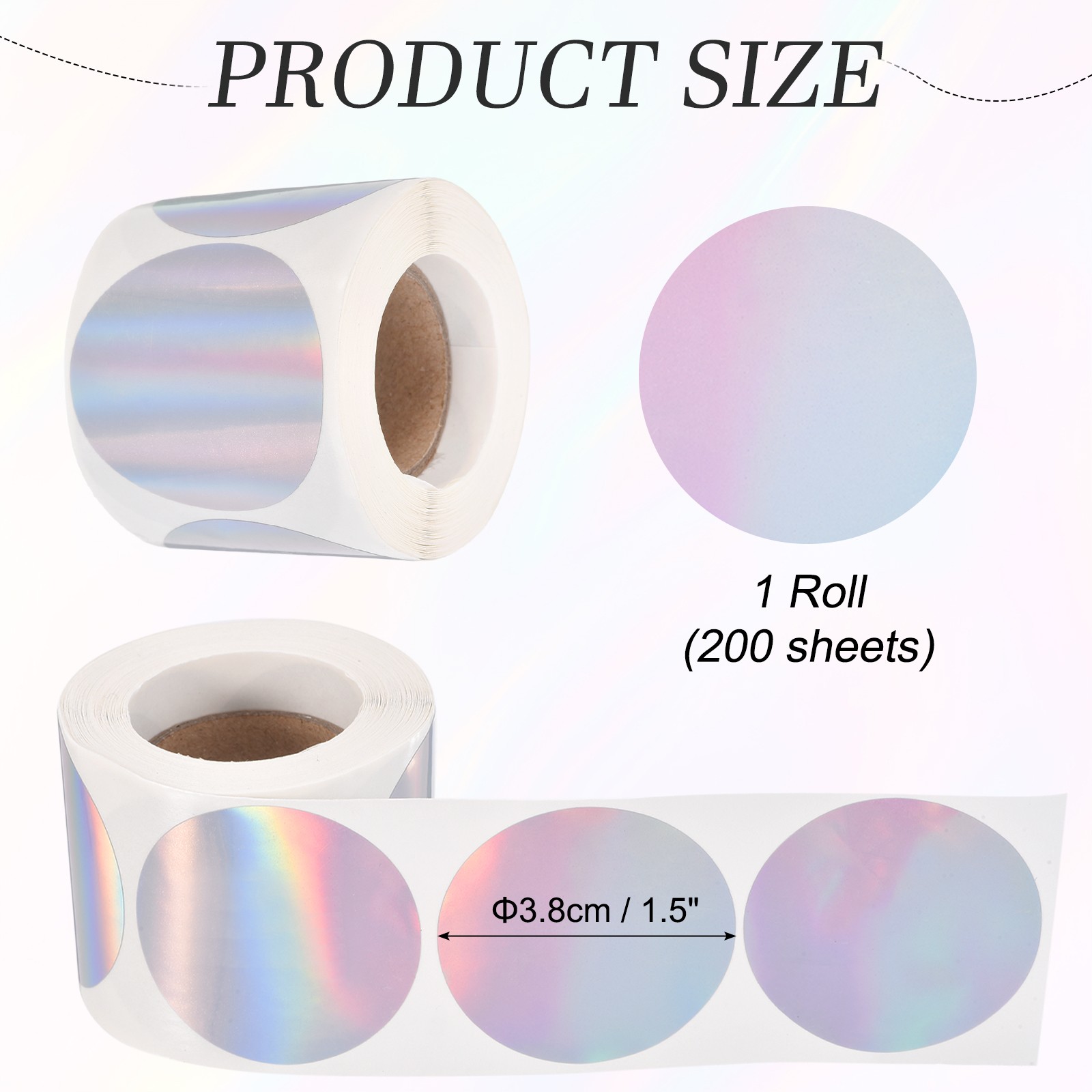 200pcs Round Thermal Label 1.5×1.5″ Self-Adhesive Thermal Stickers Silver