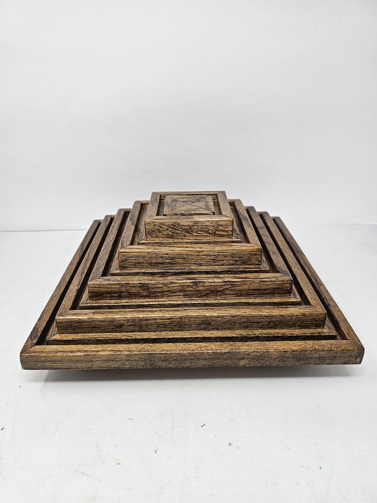 Challenge Coin Display Handmade Wood Spinning Pyramind