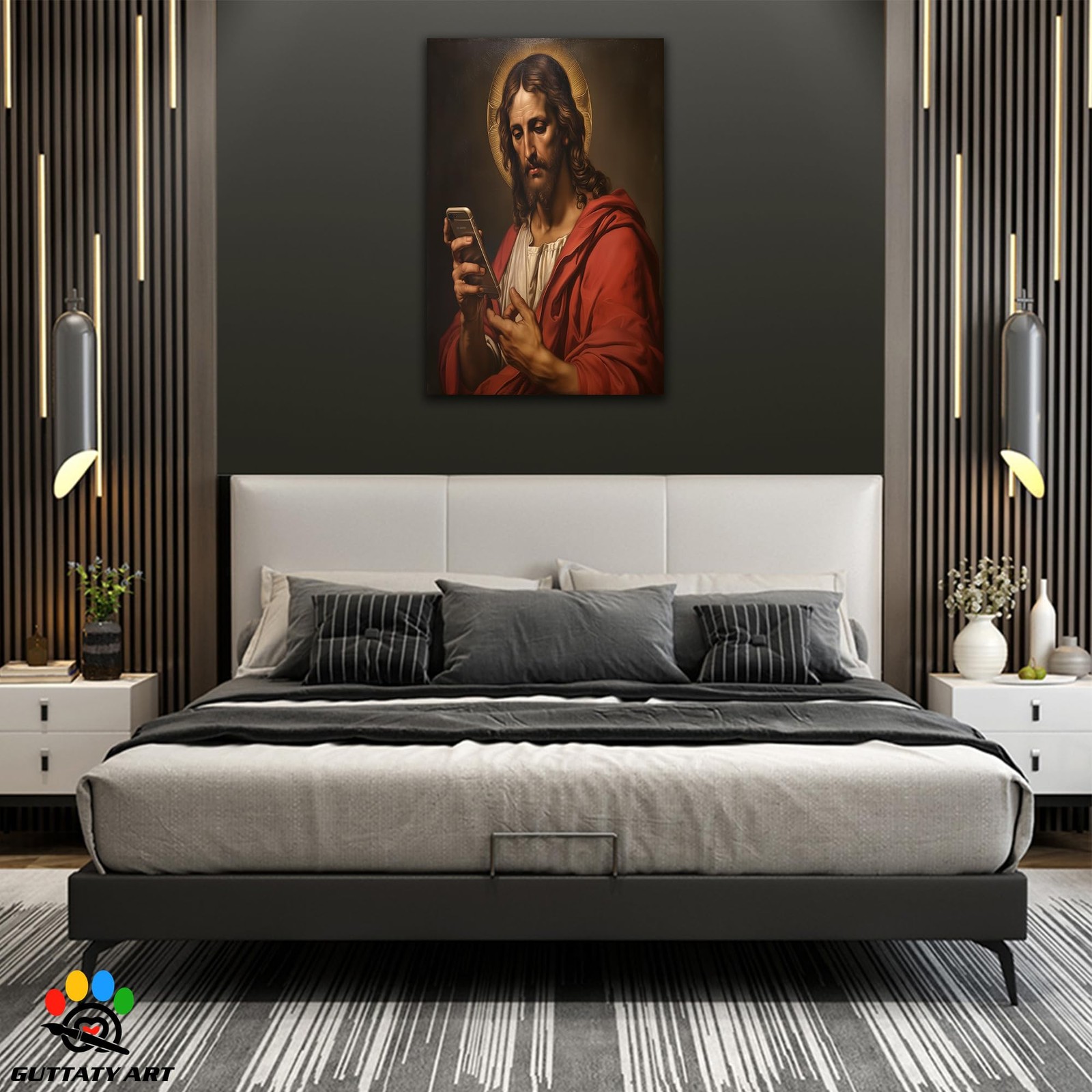 Jesus Canvas Wall Art, Jesus Modern Abstract Wall Art, Christian Paintings Wa…