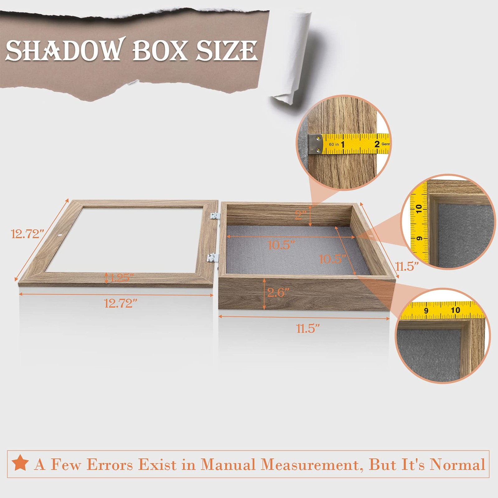 11×11 Tan Shadow Box Frame Wall Tabletop 2 In Deep Front Opening Memory Box Art