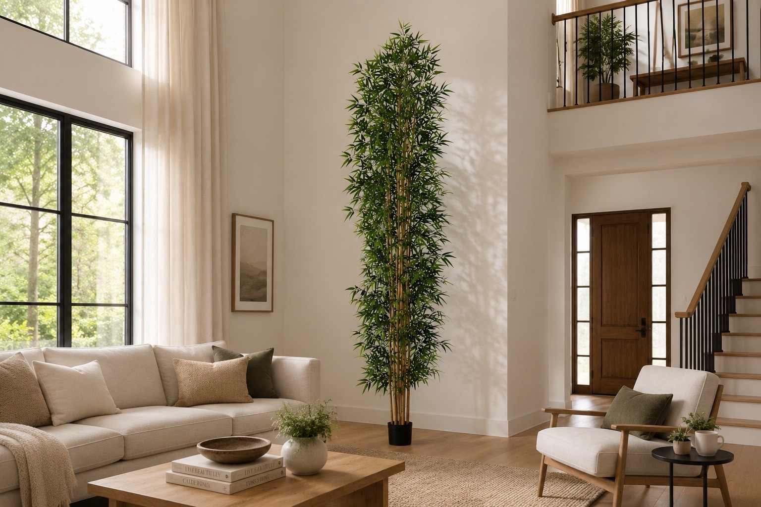12’ Artificial Bamboo Tree with Natural Bamboo Trunks. Retail $629