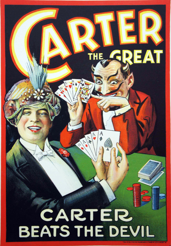 Decoration POSTER print.Carter Magician.Magic trick illusion.Poker.Decor.6677