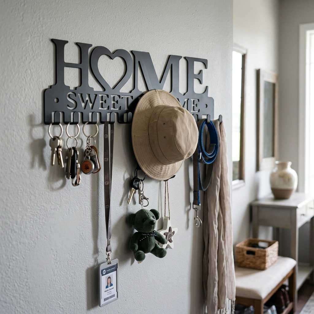 Sweet Home Decor Metal Wall Key Holder Wall Mounted Key Organizer for Entryway