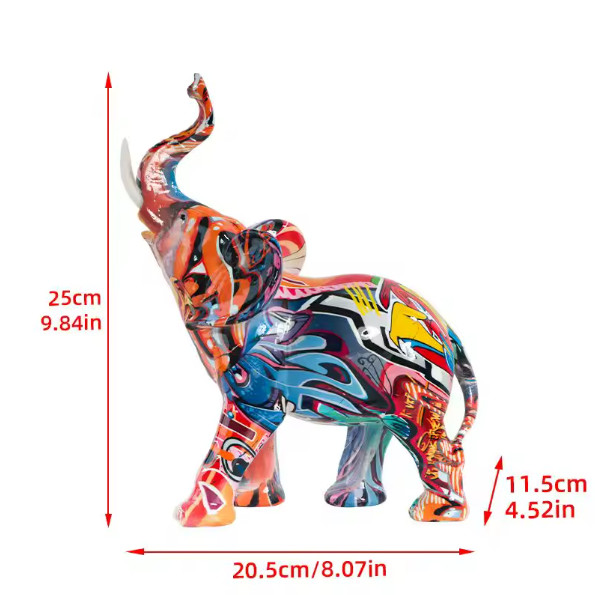 Graffiti Elephant Statue – Modern Street Art Resin Sculpture Colorful Home Decor