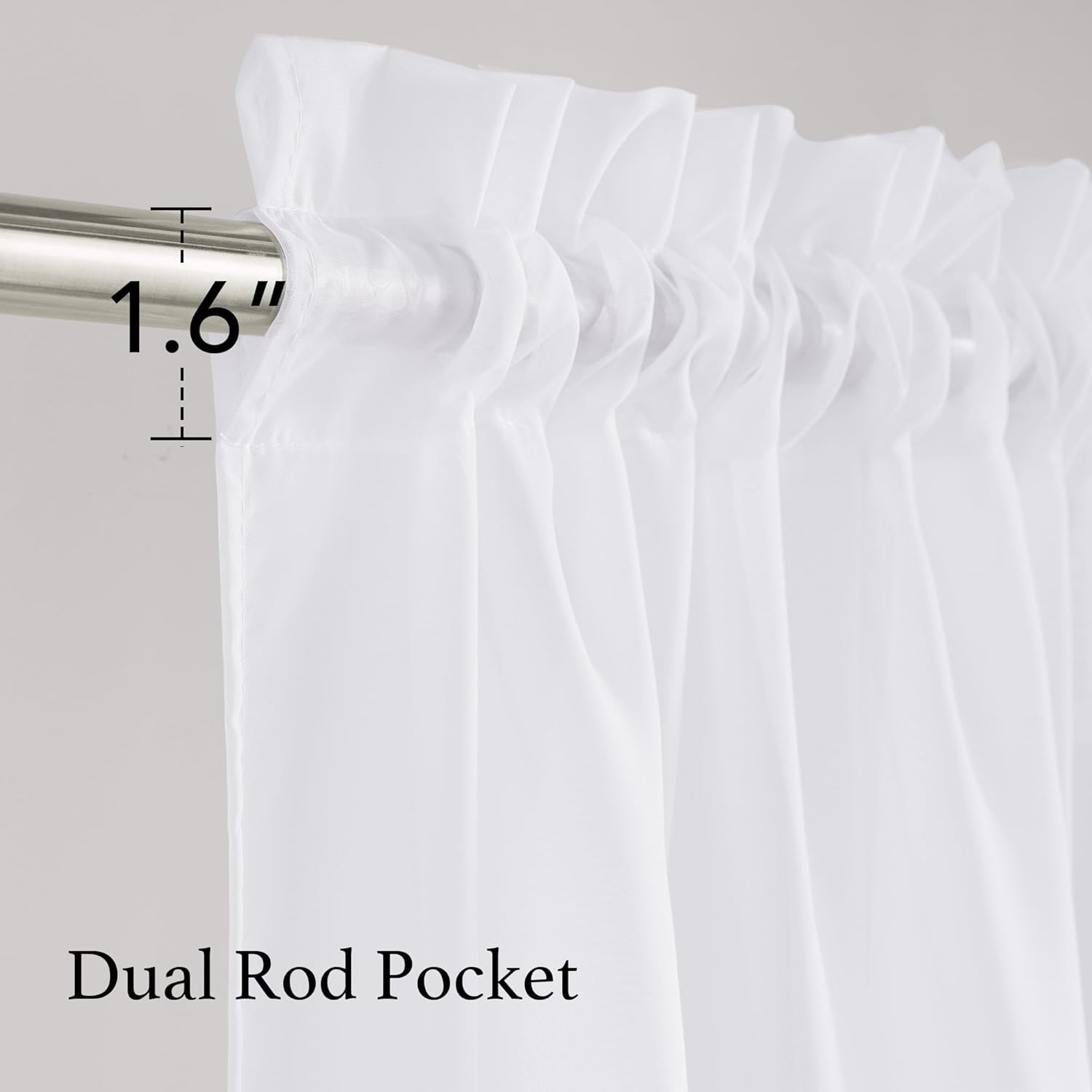 White Sheer Curtains 108 inches Long 4 Panels, 42 inch Wide Rod Pocket Light