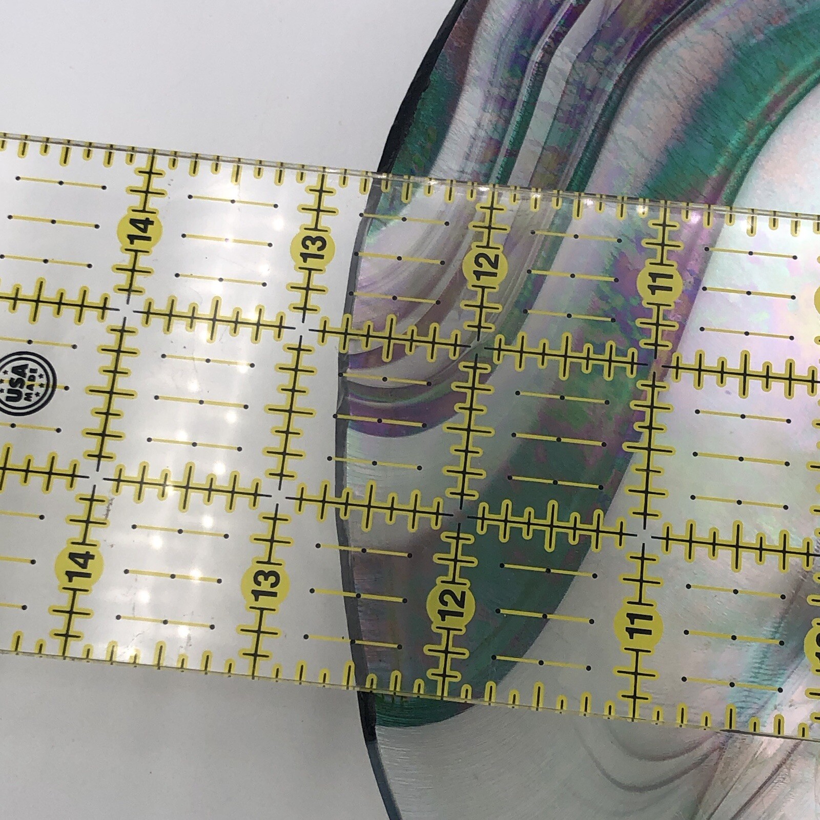 Iridescent Opalescent (Oil Slick) Glass Charger/Platter With Silver Metal Stand