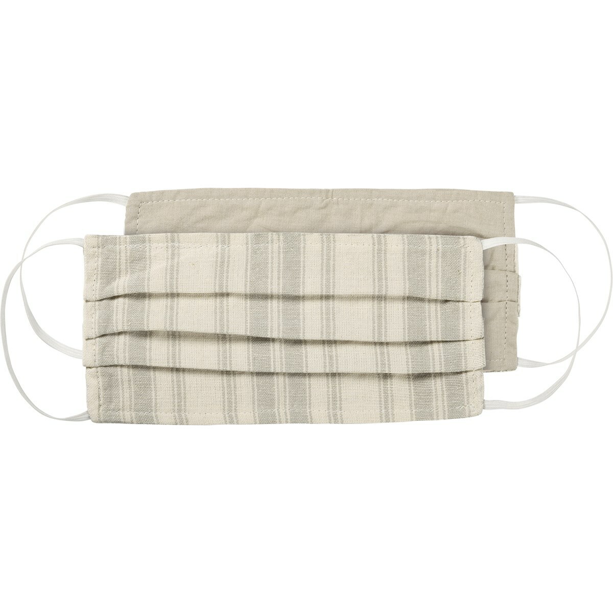 NEW!~Reversible Cotton Face Two Ply Pleated Mask~Rustic Tan Stripe Pattern