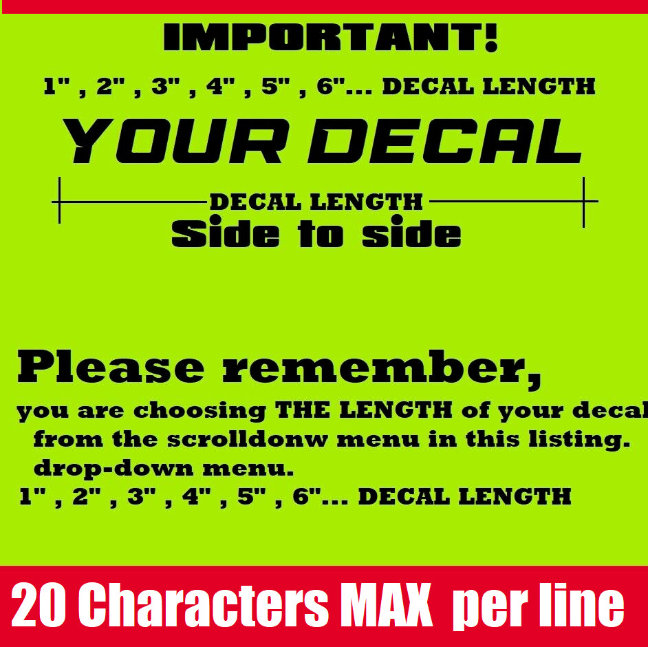 Custom Made Decal Vinyl Lettering Sticker ANY TEXT – ANY NAME – 20 Colors [5
