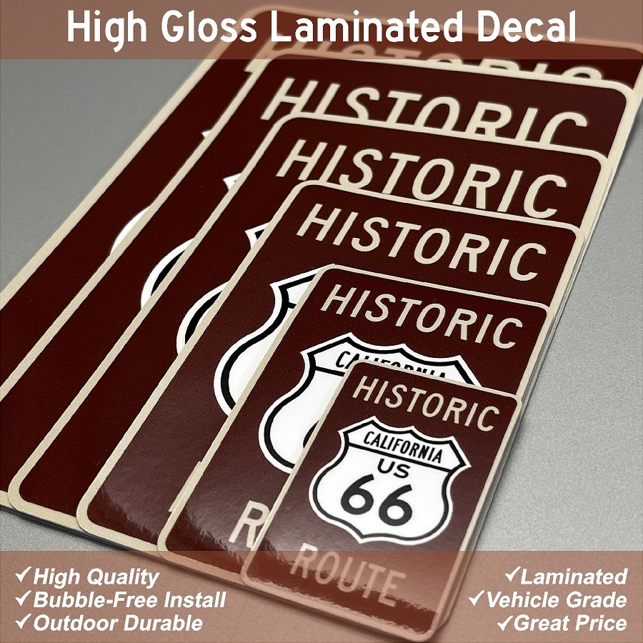 Historic Route 66 High Gloss Laminated Stickers / Decals Choose Size 2-7″