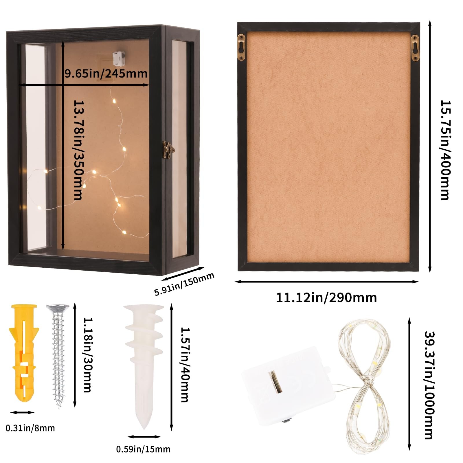 Acrylic 11×15 Inch Deep Shadow Frame Wall Mounted,Depth 5 Inch Display Case,T…