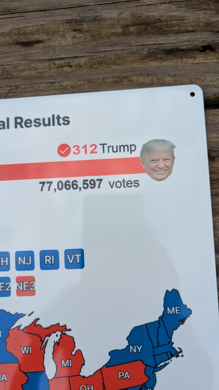 2024 Donald Trump 77 million votes President Election map METAL SIGN 12X12 SS271