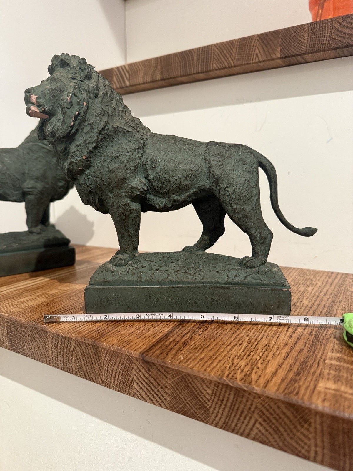 Art Institute Of Chicago Museum Lions Sculptures Pair Medium Green Resin Statues