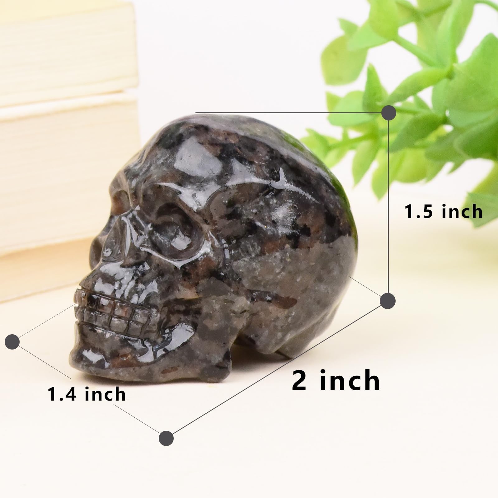 2 Inch Flame Yooperlite Stone Crystal Skulls Decor,Human Skull