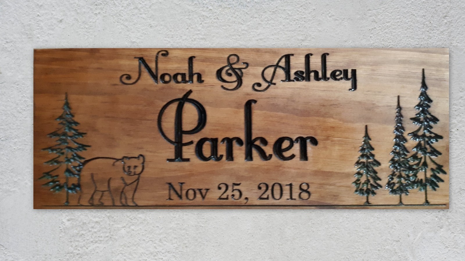 Custom Carved Wooden Sign with Bear | Rustic Home Cabin Wall Decor