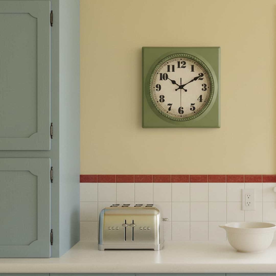 Vintage Wall Clock 1950s Style Retro 50’s Mid Century Square Battery Operated