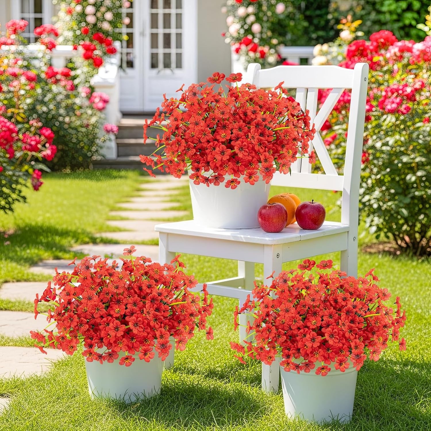 Ultra-Realistic Outdoor Faux Flowers – 12 Bundles, Easy Care & Customizable