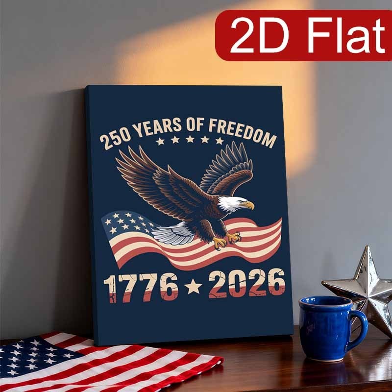 Freedom Eagle 1776-2026 Framed Canvas, USA Independence Patriotic Decor