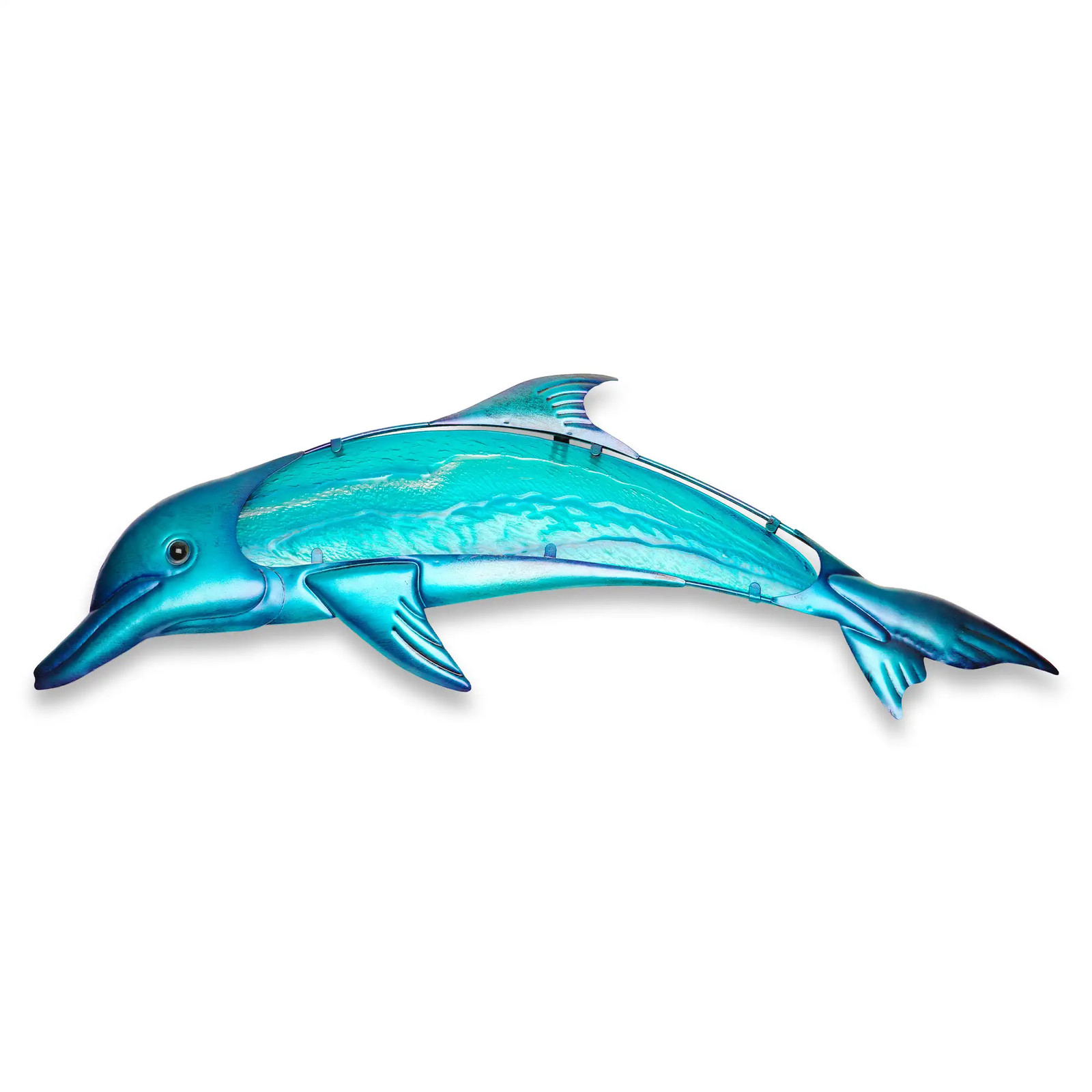 G128 36 in Blue Dolphin Metal Wall Art Decor Ocean Marine Theme Indoor Outdoor