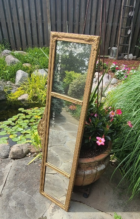 Antique 1920s Etched Ornate Mirror 4ft 2in Long Buyer Can Ship Mercury Glass
