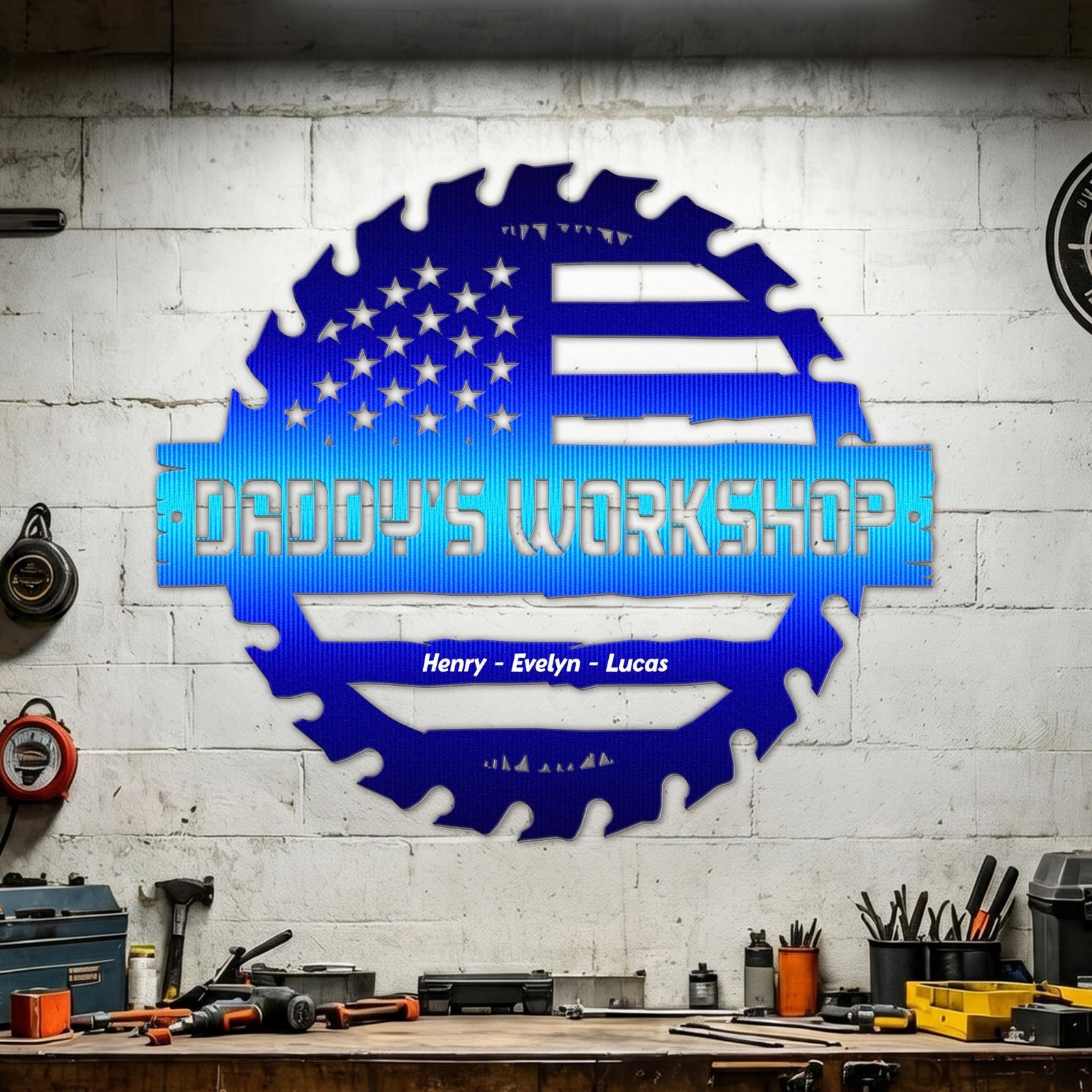 Custom Daddys Garage Metal Sign Personalized Fathers Day Gift Mechanic Decor