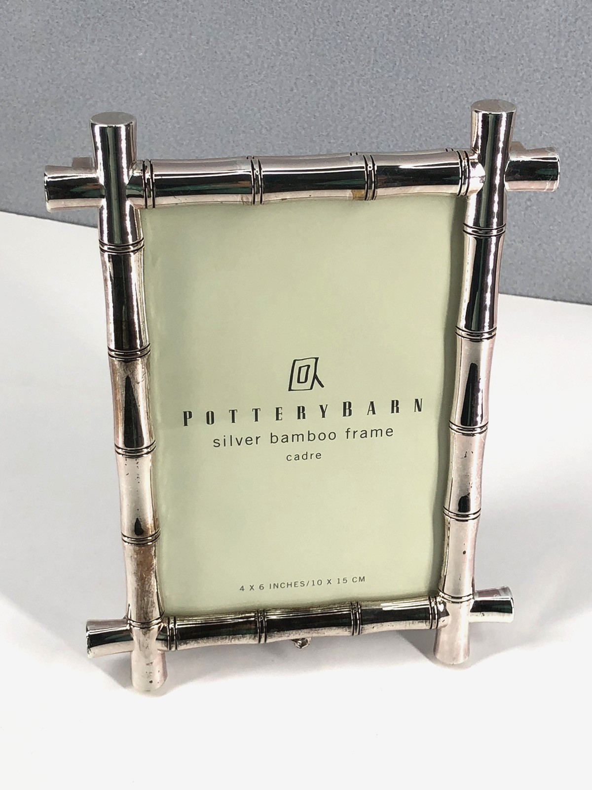 Pottery Barn Silver Bamboo Picture Photo Frame 4”X6” AS-IS Surface Wear READ