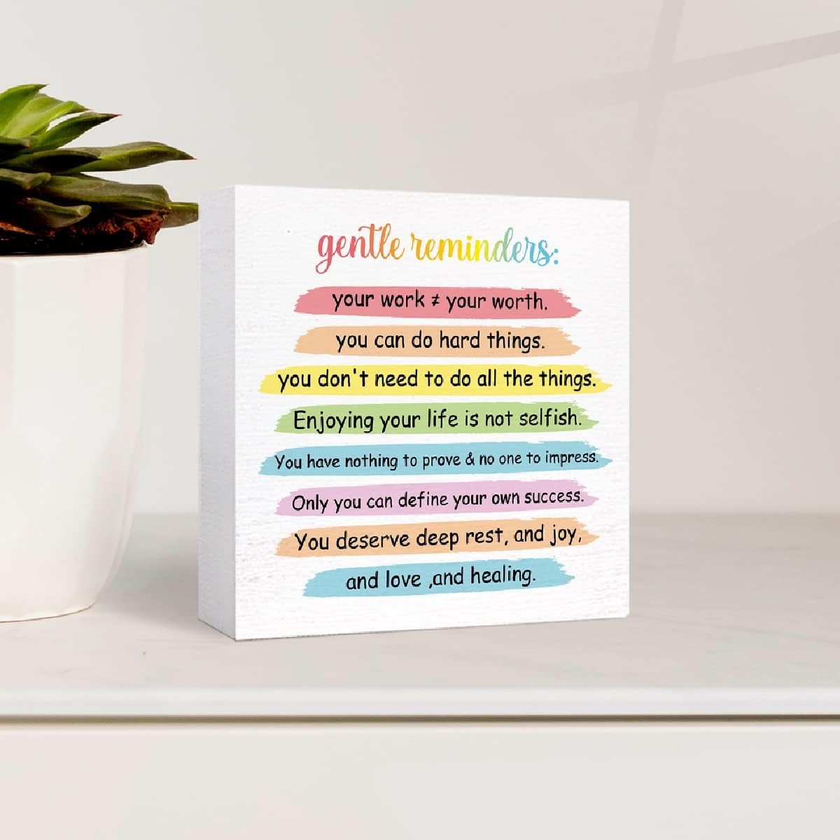 Inspirational Sign Gentle Reminders You Can Do Hard Things Wooden
