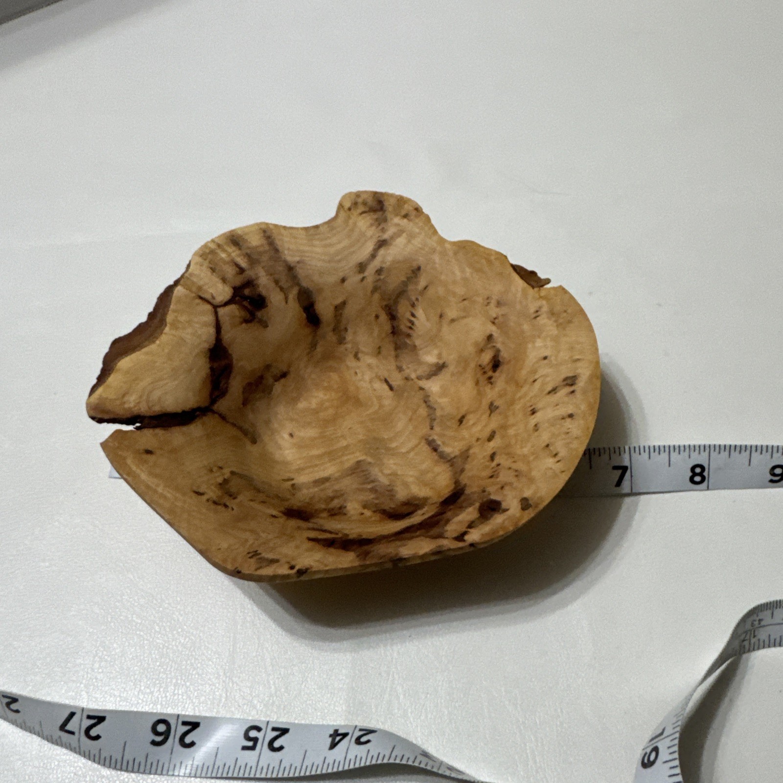 Hand Carved Root Wood Bowl Live Edge & Knot Tree Rustic Bowl Smooth 6.5”