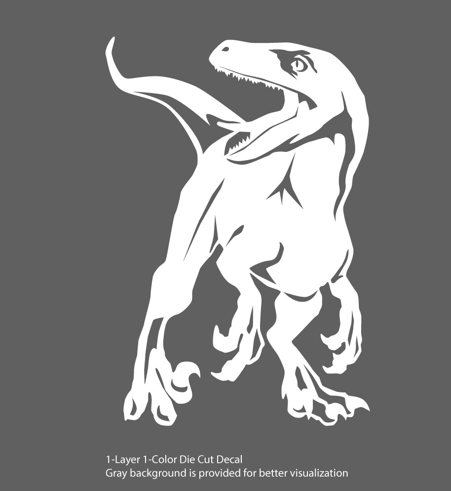 Dinosaur – Roaring Velociraptor #1 – Jurassic Period – 4-21″ wide – DieCut Decal