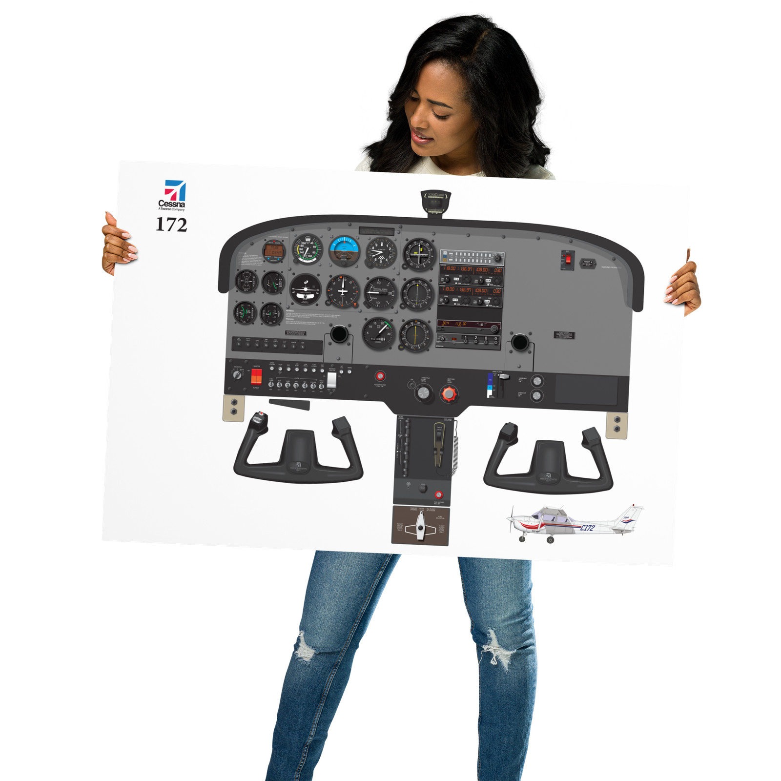 Cessna 172 skyhawk Conventional Panel Poster 24in x 36in