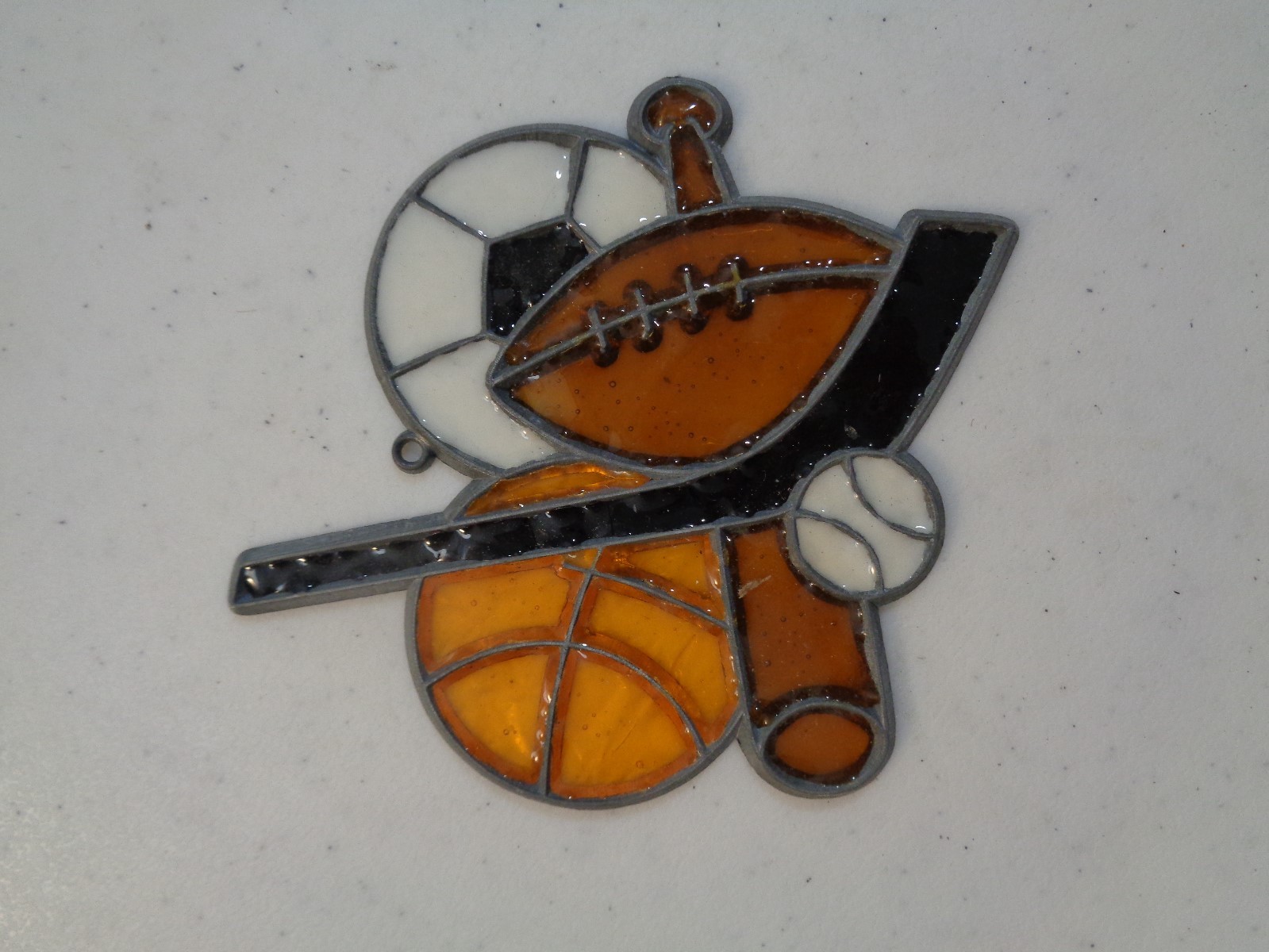 Sports Fan Suncatcher Hockey Soccer Baseball Football Handmade 3-3/4″ x 4″ Small