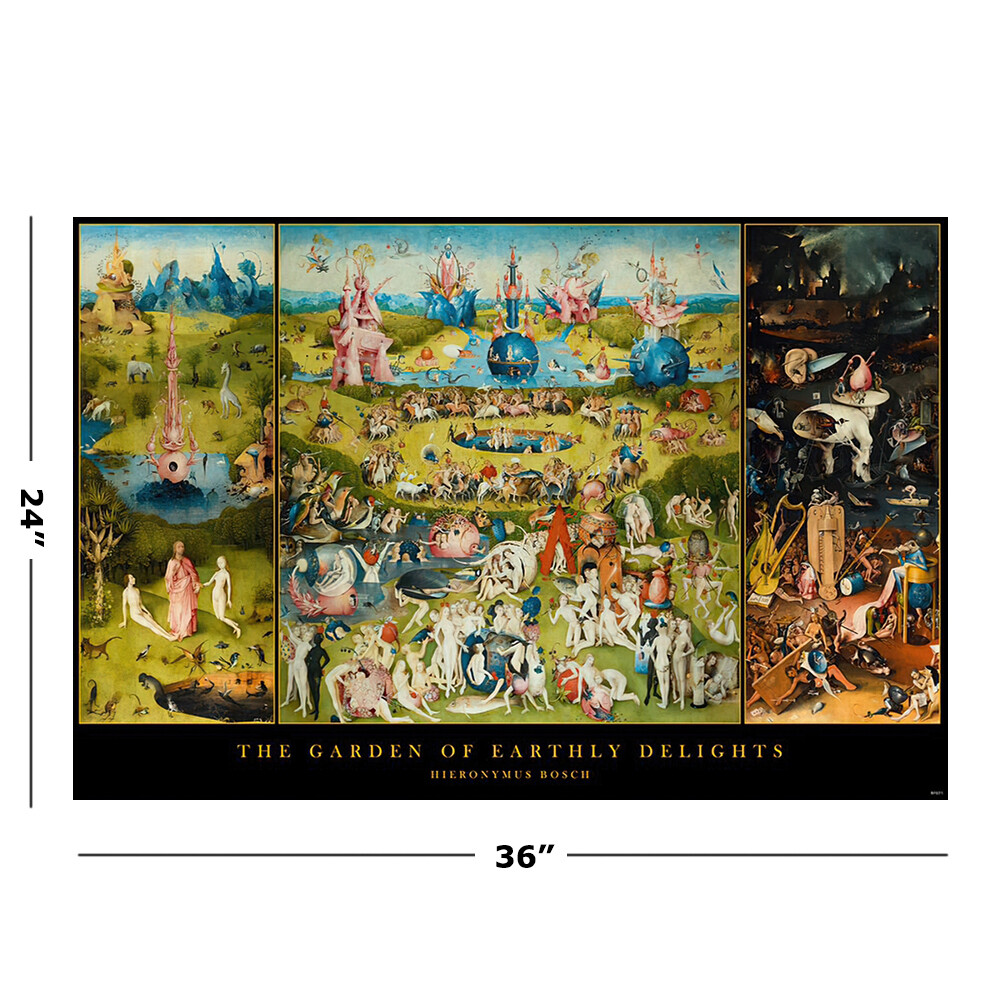 Hieronymus Bosch’s Garden Of Earthly Delights – Art Poster (Size: 36″ x 24″)