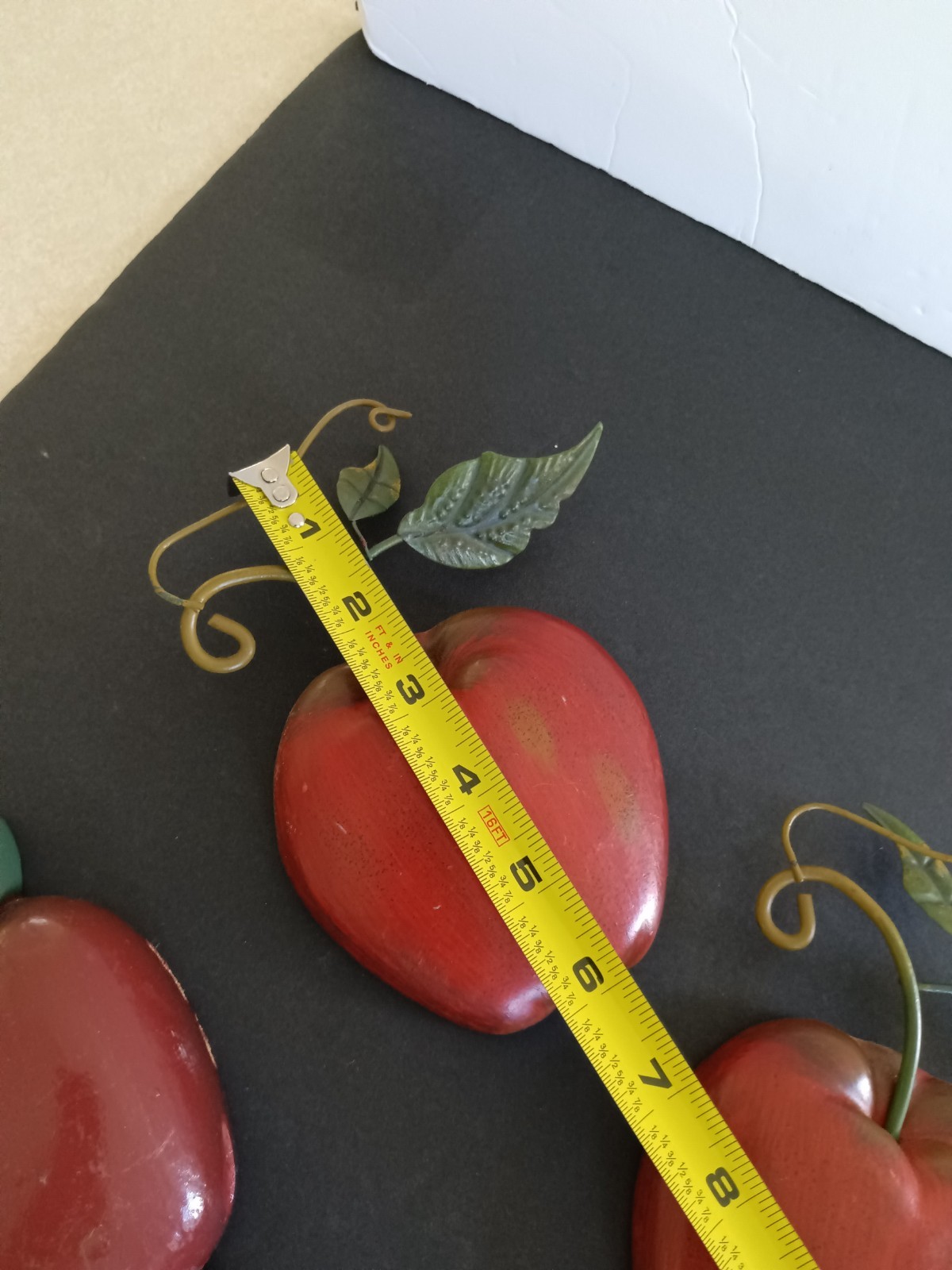 Vintage Apple Wall Hooks Set Kitchen Decor Red Fruit Coat Rack Farmhouse Country