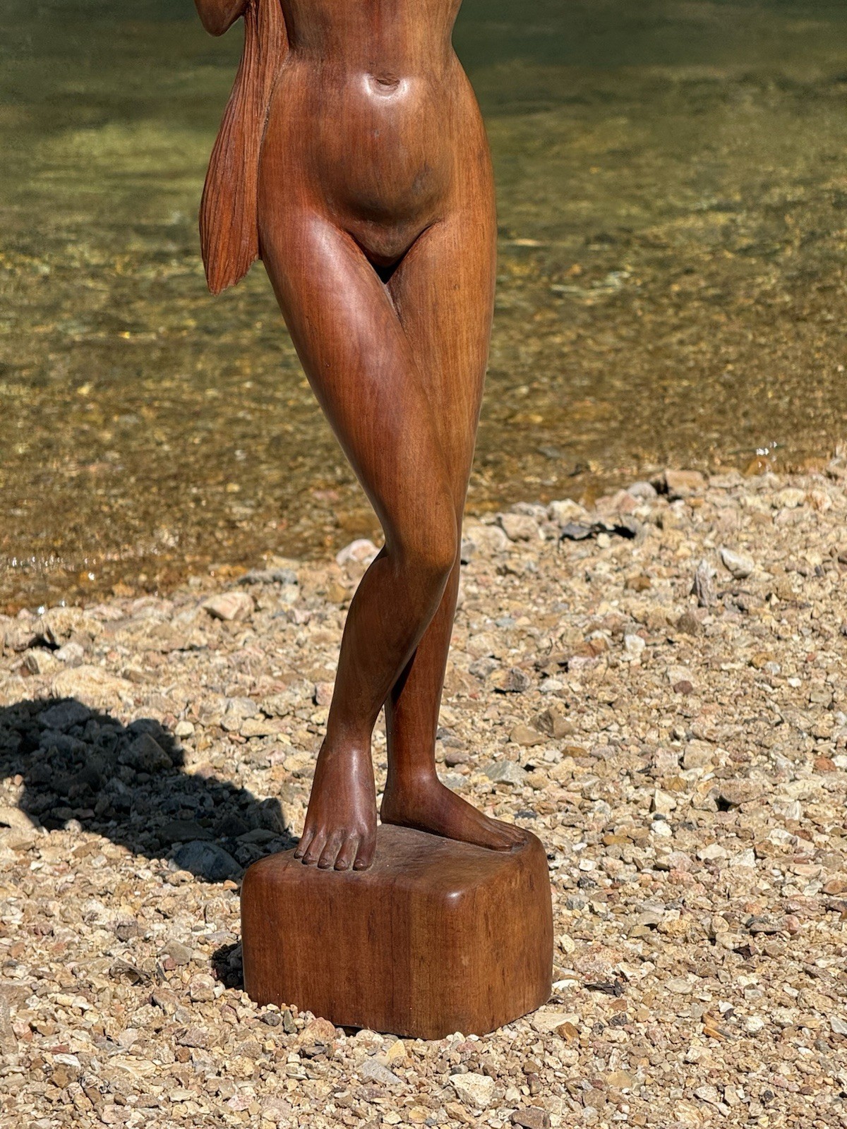 1960s Vintage Nude Asian Women Hand Carved DENSE Wood Sculpture- Farm Auction