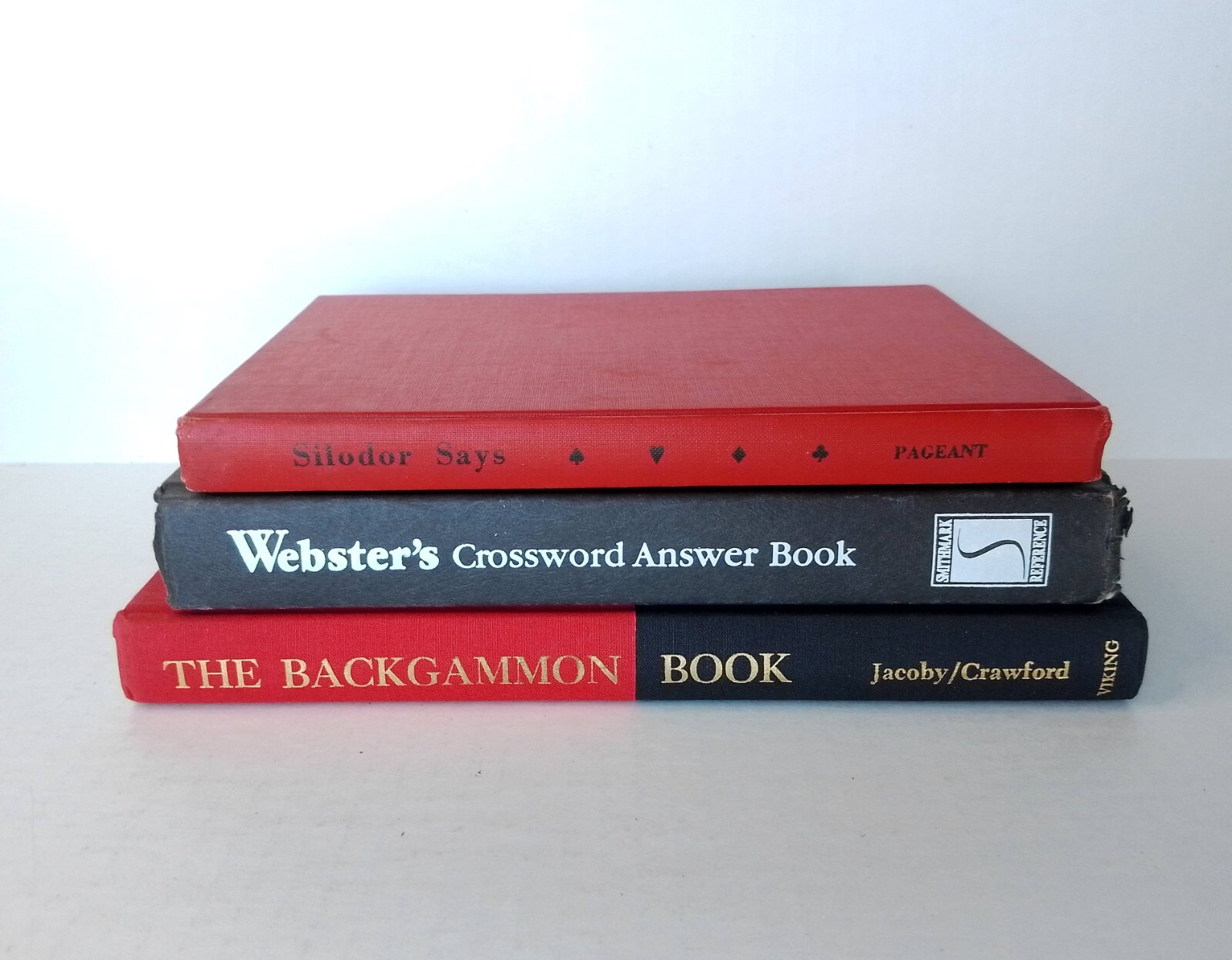 Game Room/Puzzles Decorative Books, Shelf Décor, Black/Red 3 Hardcovers
