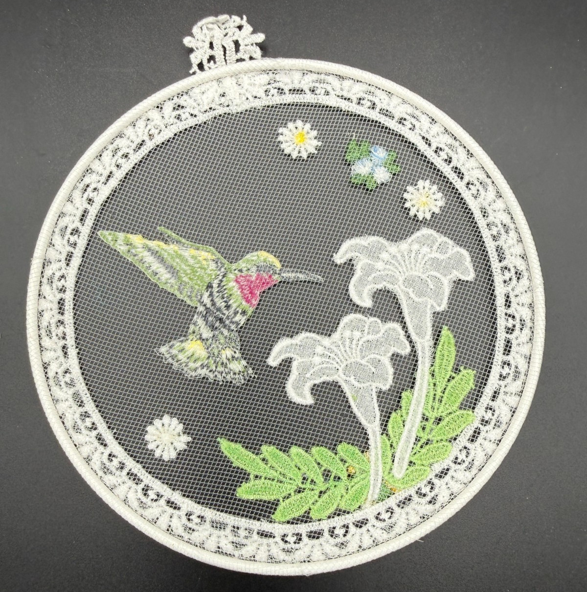 Hummingbird Sun Catcher – Lace – 6 Inches round delicate design
