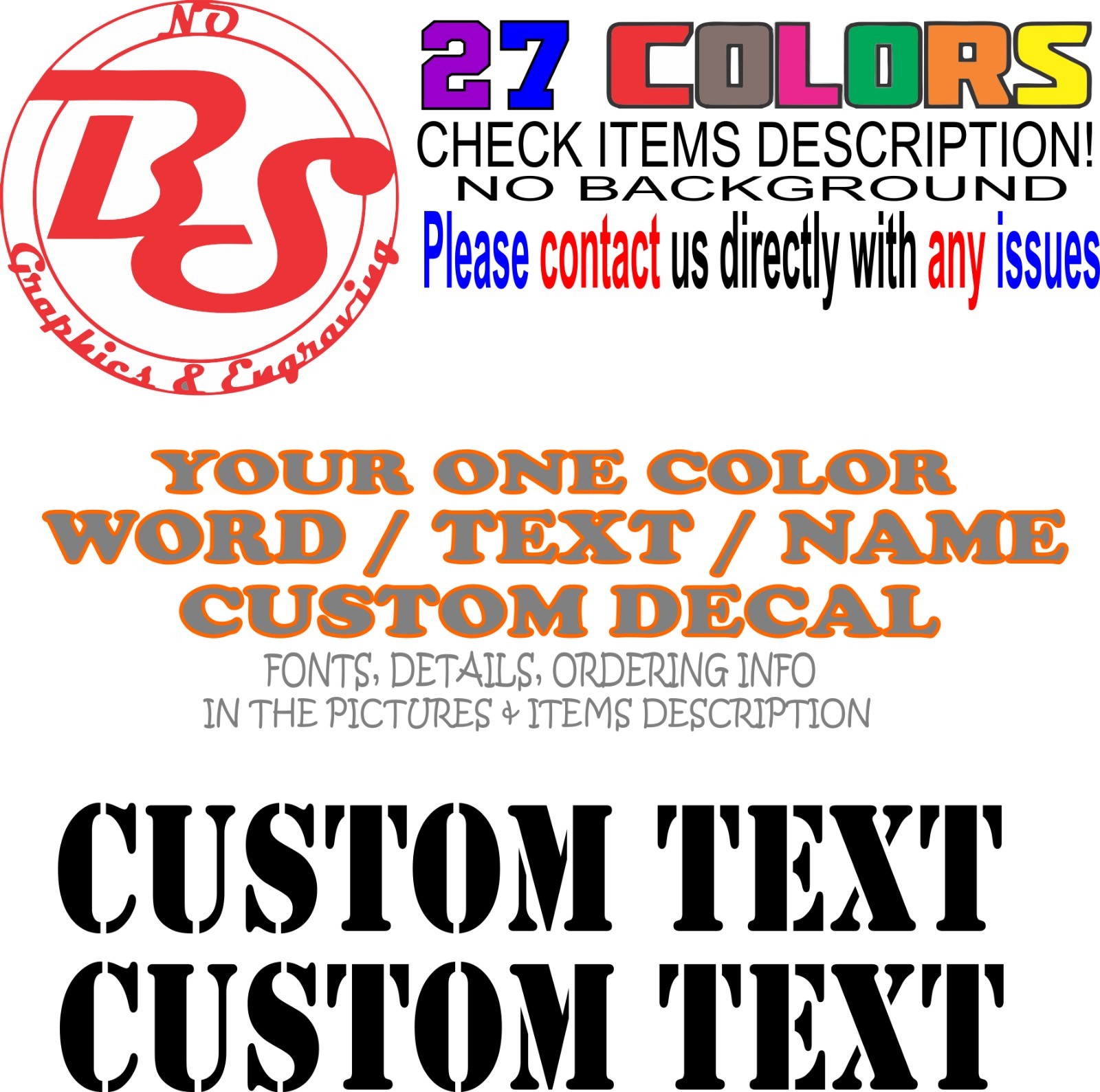 2x Custom Text Vinyl Decal Lettering Sticker Personalized Any Text Any Name noBS