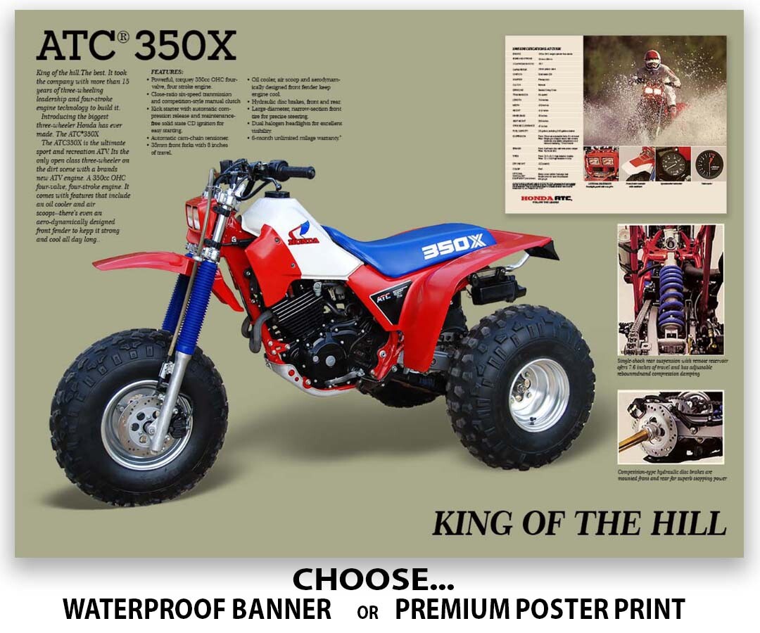 1985 Honda ATC 350X Flyer Poster Banner Ad OEM Brochure Specs Picture graphic