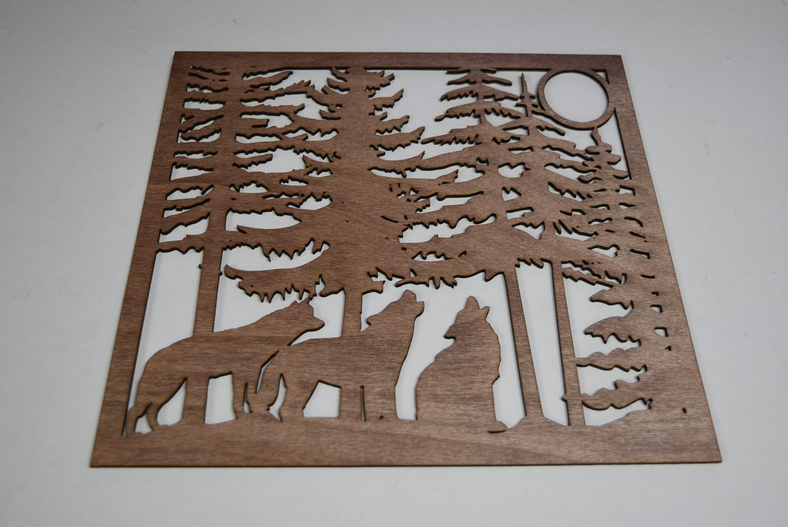 Wood Laser Cut 3 Wolves Howling Nature Decor Sign – Rustic Wall Art Wolf