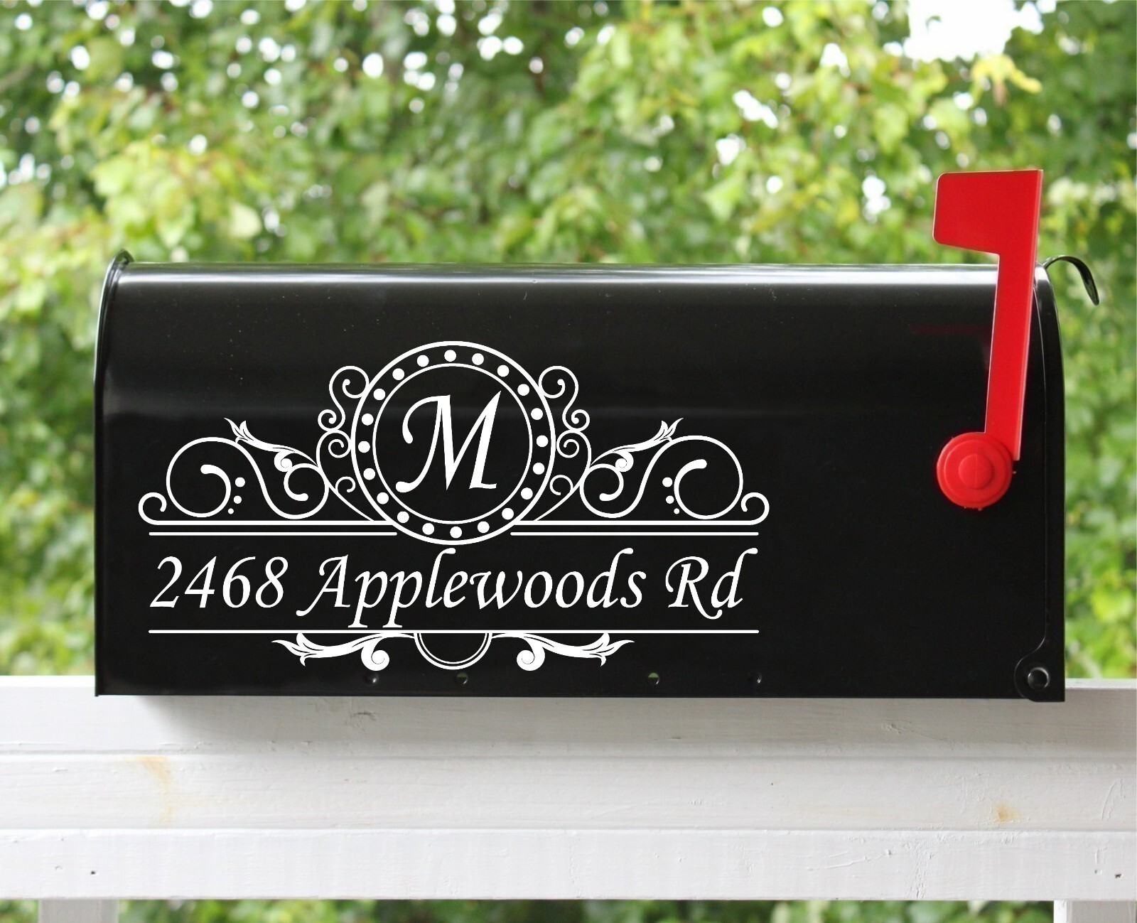 Set of 2- 11″x5.75″ Custom Mailbox Decals Sticker Initial & Street Many Fonts 09