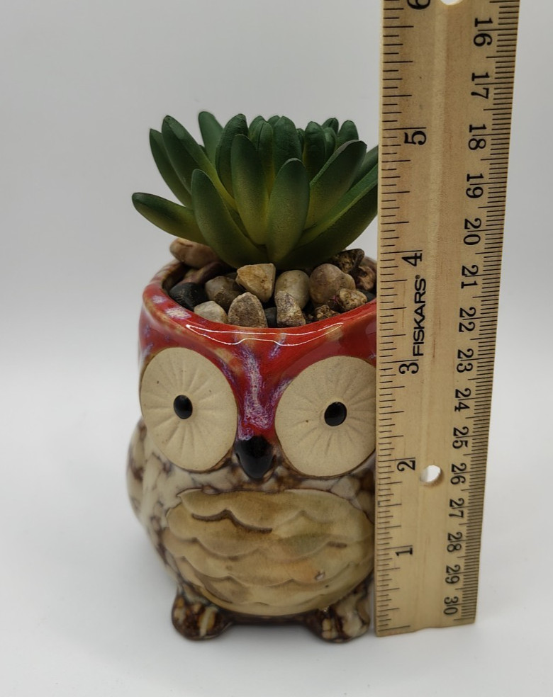 Owl Planter with Artificial Succulent Plant