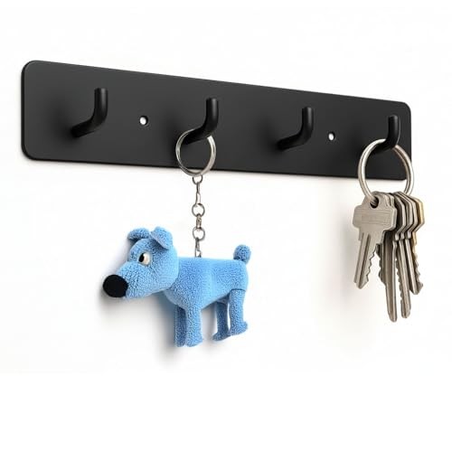 KESEM Key Holder Wall Mount, Key Rack with 4 Hooks for Wall/Door Mounted Metal