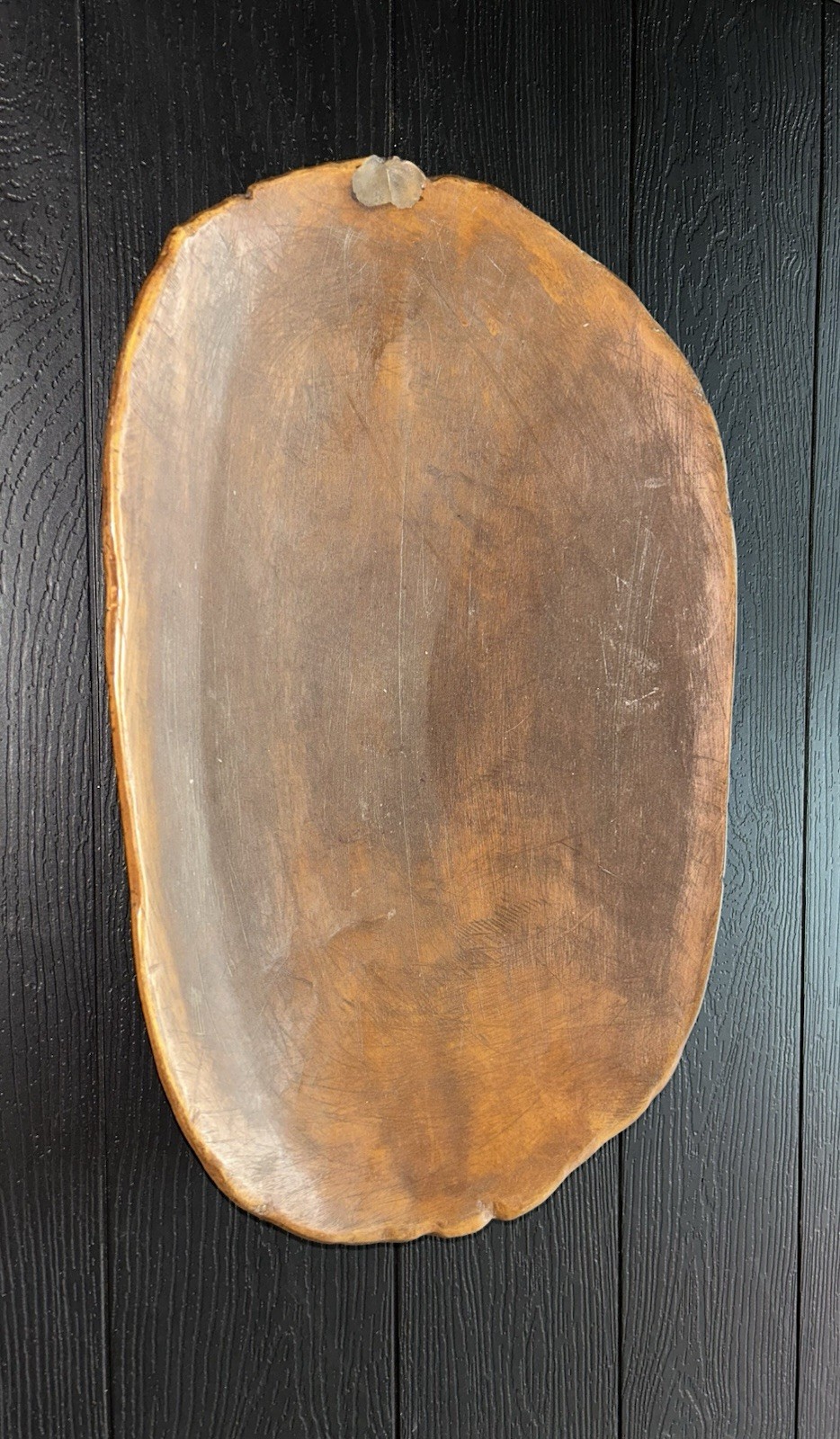 Hand-Carved Oval Wooden Bowl, Brown Solid Rustic Style for All Occasions