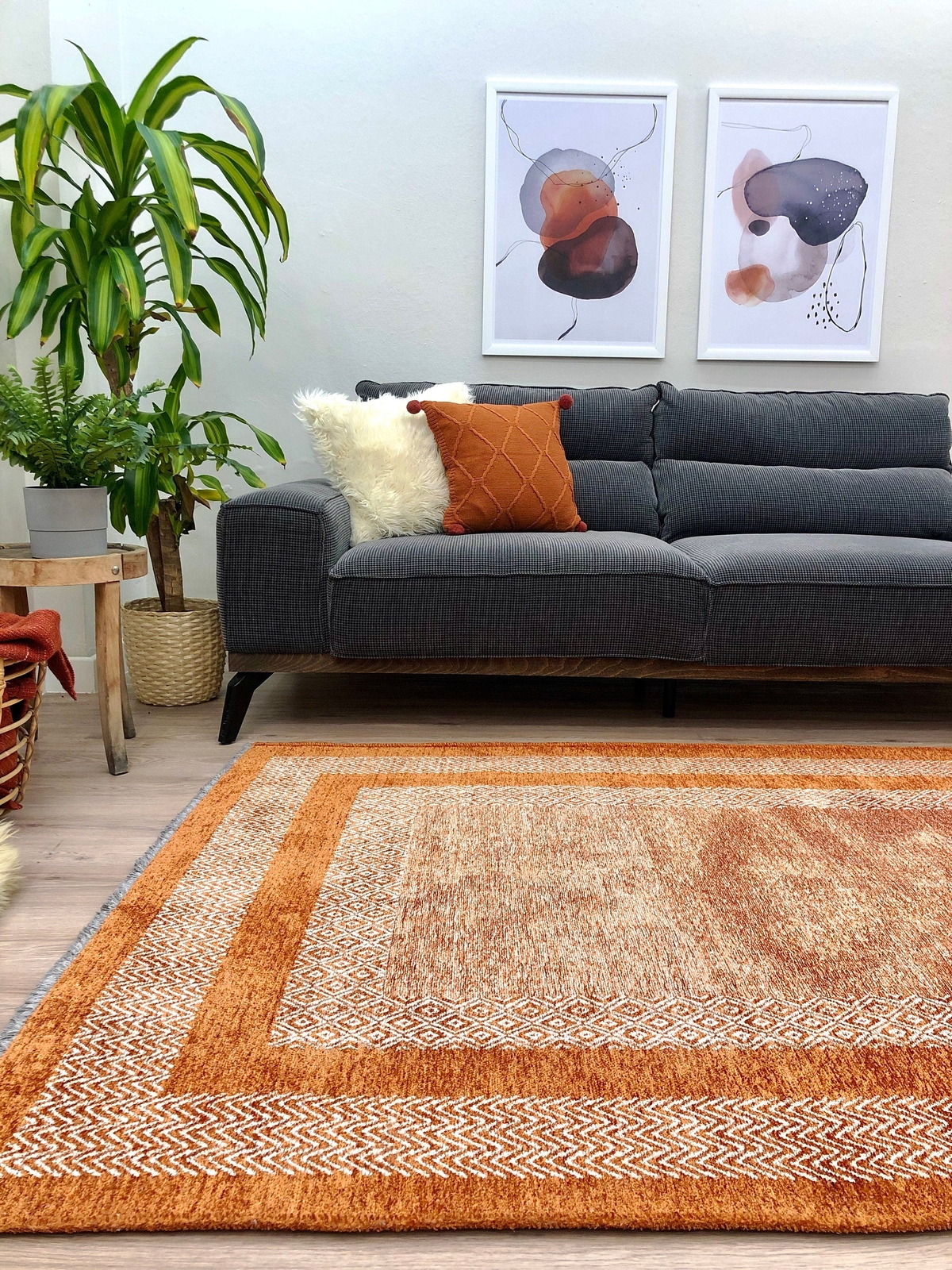 Alfa Rich Scandinavian Burnt Orange Washable Area Rugs for Living Room Bedroom