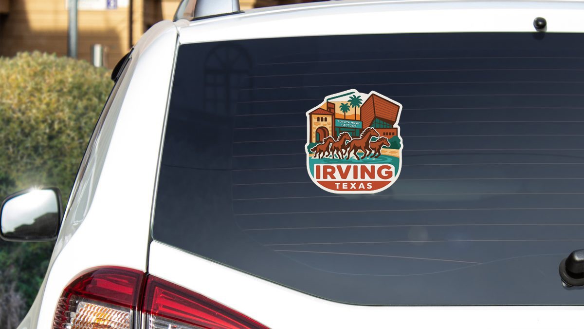 Irving Texas Sticker Decal Vinyl Die-Cut City Skyline Landmark Design