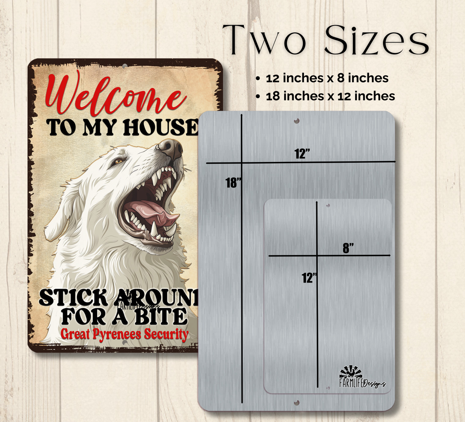 Great Pyrenees Welcome to Yard House Sign funny dog metal security warning tin
