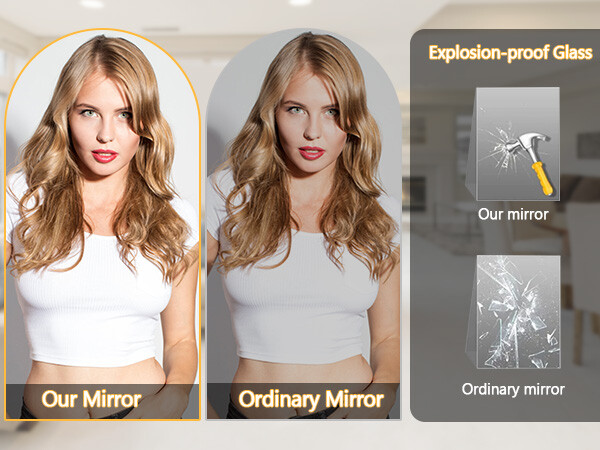 Arched LED vertical mirror, available cold light, warm light, and natural light