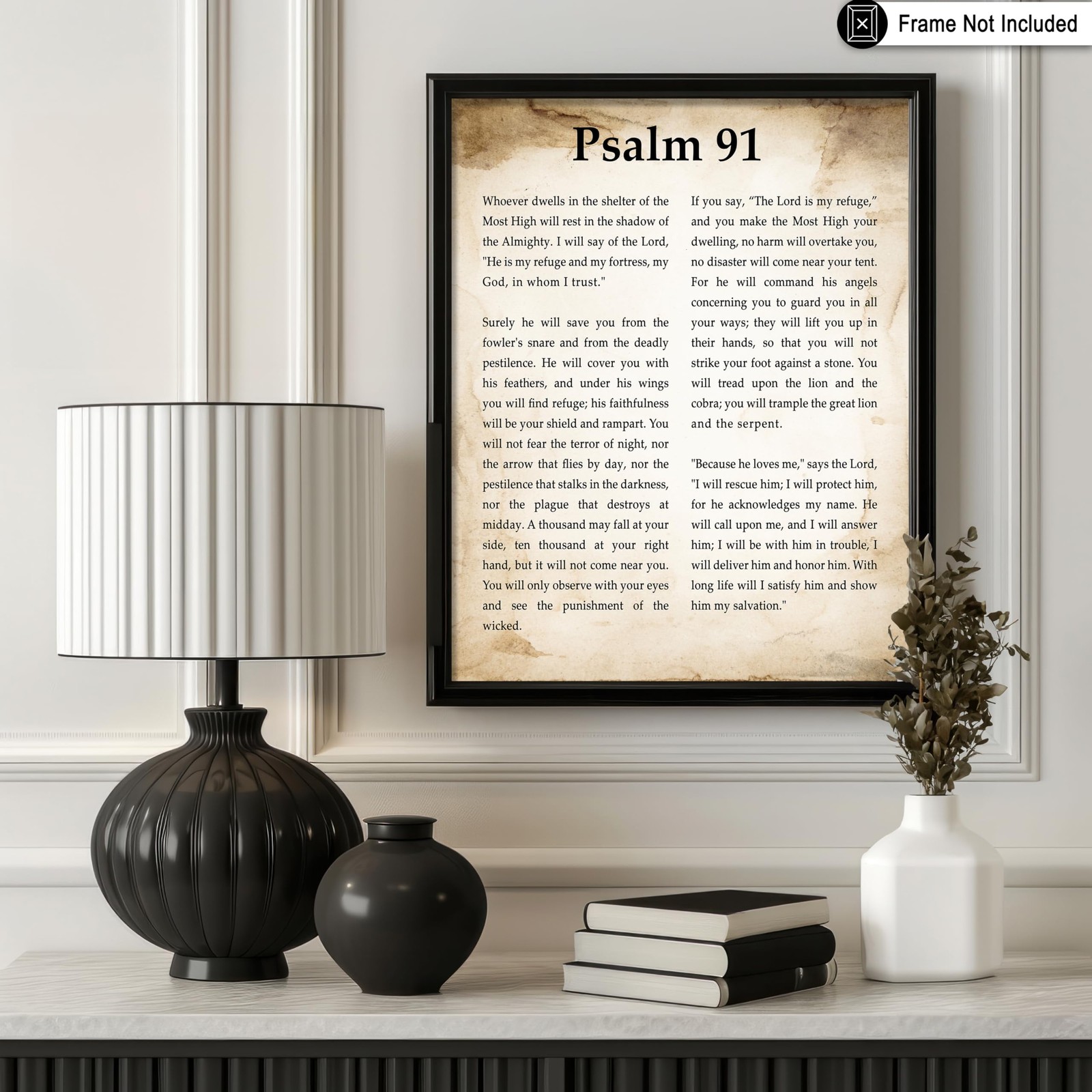 Psalm 91 Print – Bible Verse Poster – Scripture Art – Inspiring Gift for Men,…