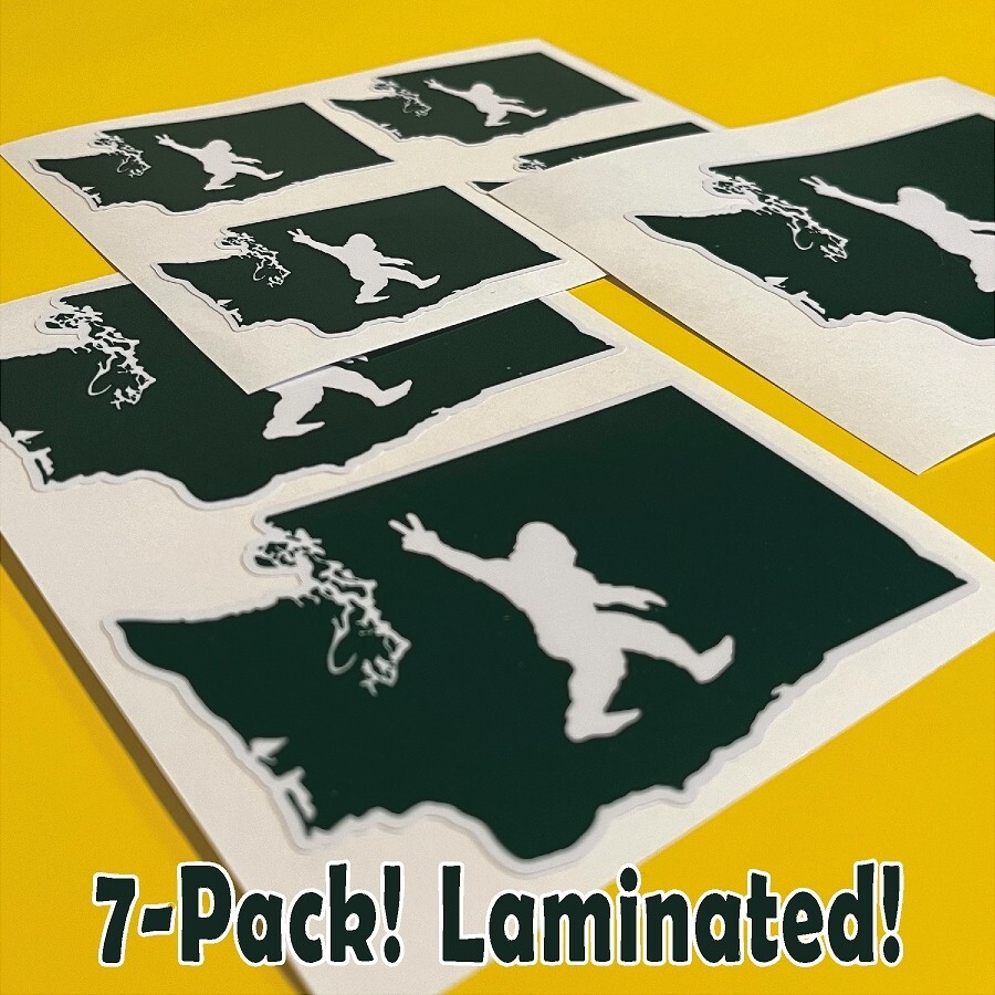 Sasquatch aka Bigfoot or Yeti 7-PACK High Quality Laminated Stickers Washington