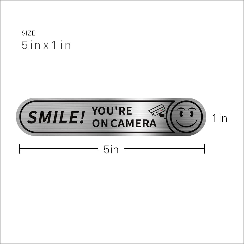 8 pieces Smile You’re On Camera Stickers for Cars, Brushed Silver 24 Hour Vid…